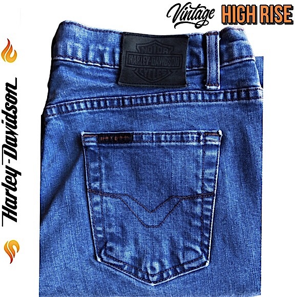 Harley Davidson Vintage High Rise Jeans Size 14 Medium Wash NEW - Picture 1 of 11